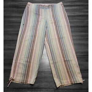 Tommy Bahama Silk Wide Leg Capri Pants 4 Green Brown EUC